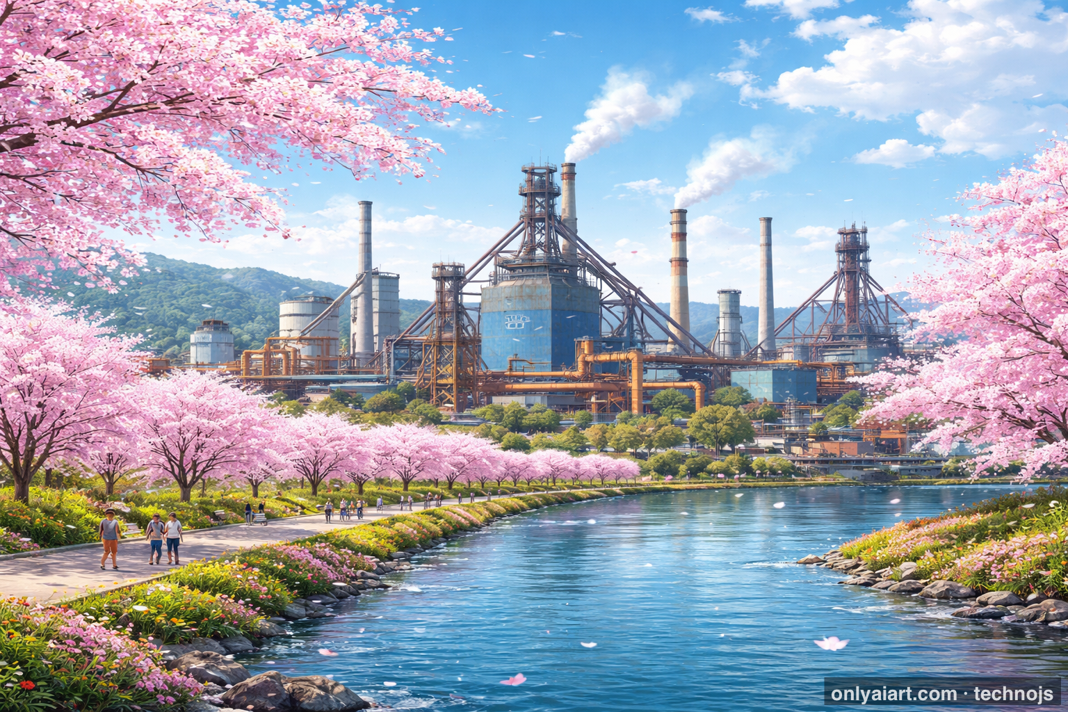 아름다운 봄을 맞이한 철의 도시